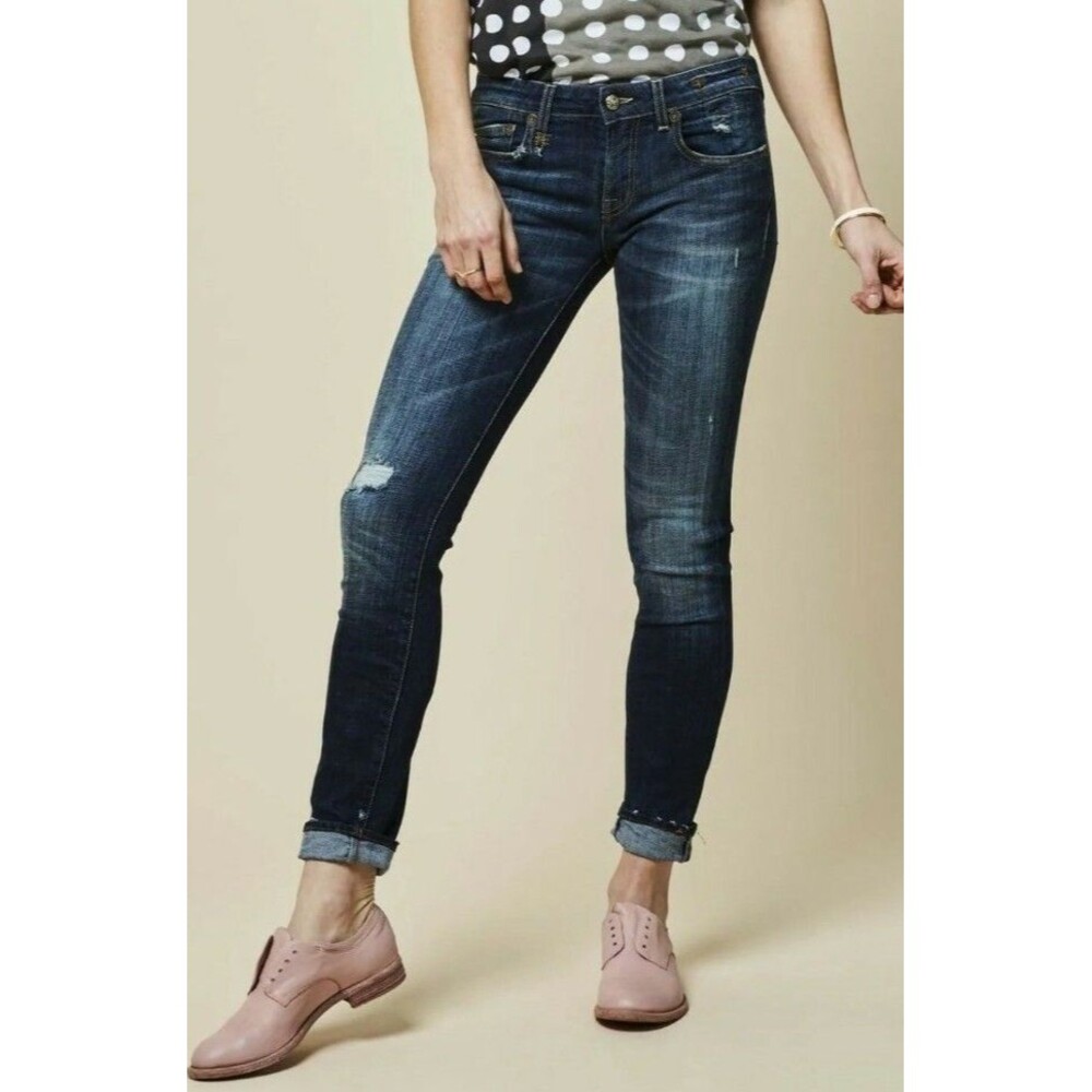R13 Kate Skinny Jeans in Seattle Vintage Rip Sz 27 Mid-Rise (h